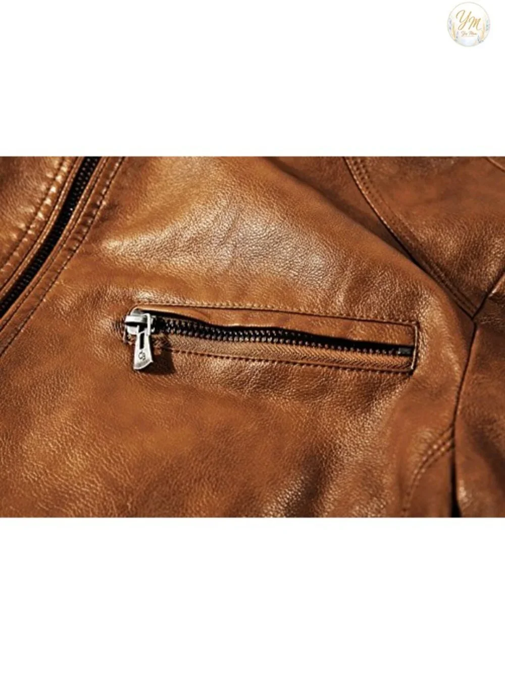 Men's Faux Leather Motorcycle Jacket Stand Collar Lightweight Zip-Up Outwear
